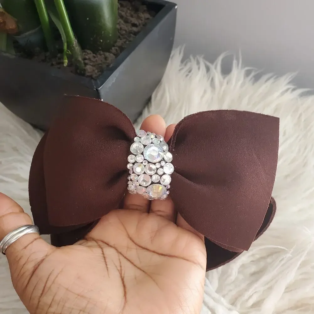 Bling Puff Chocolate Brown Bow Headband Hair Accesory